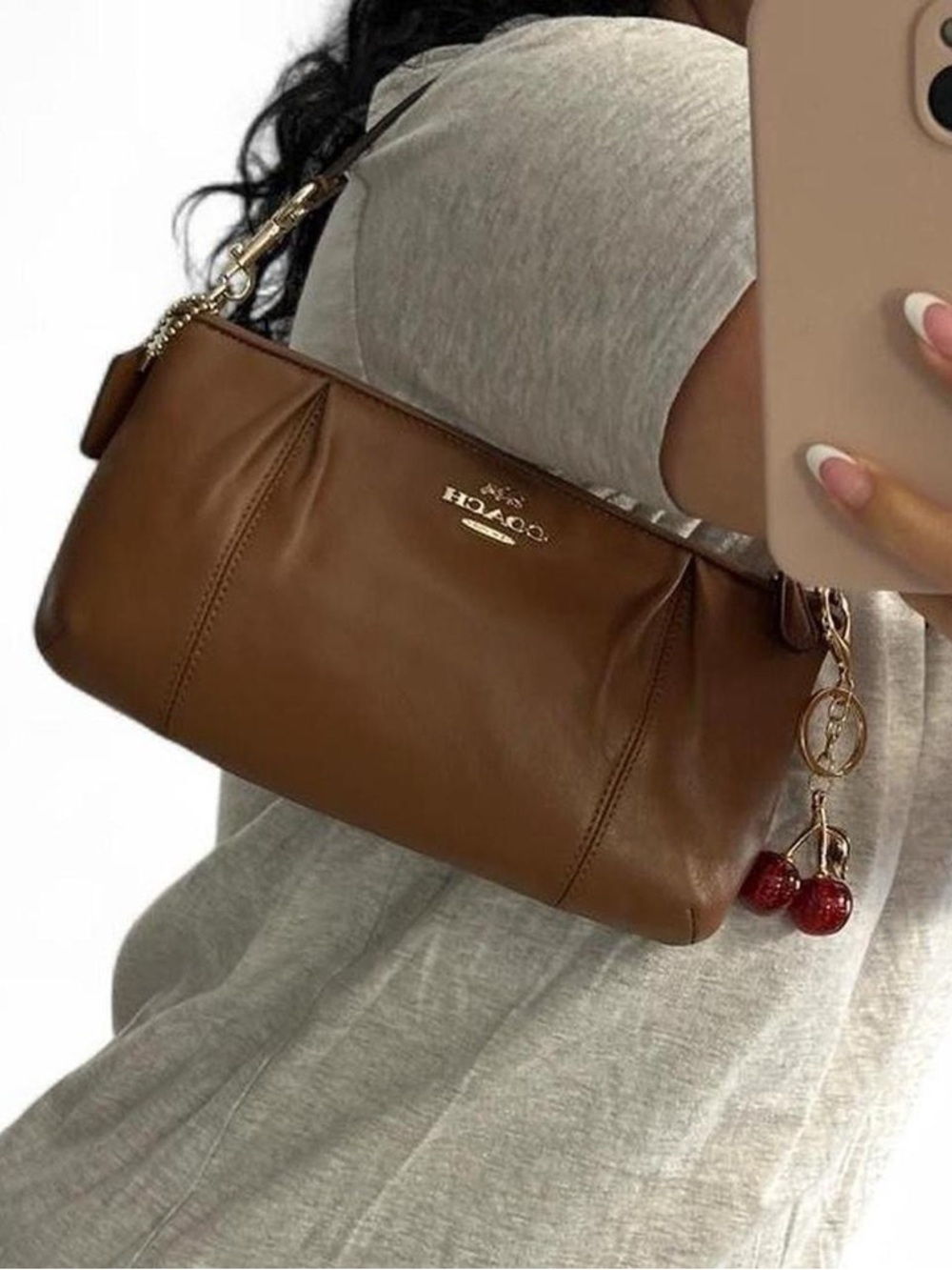 Coach Brown Leather Mini Shoulder Bag with Gold Hardware - Picture 8 of 10